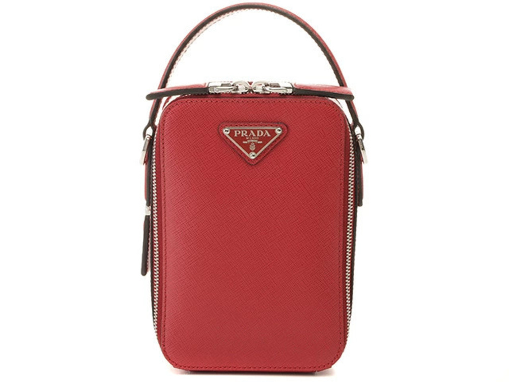 Prada Saffiano Shoulder Bag Red Leather